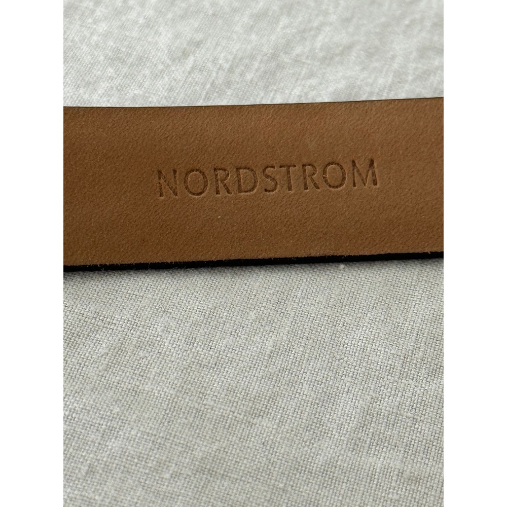 Nordstrom Belt Large Brown Italian Calfskin Leather Classic Gold Buckle - Picture 5 of 9